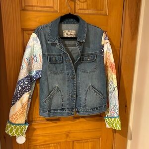 Upcycled Quilted Patchwork & Denim Jacket with Multicolor Sleeves